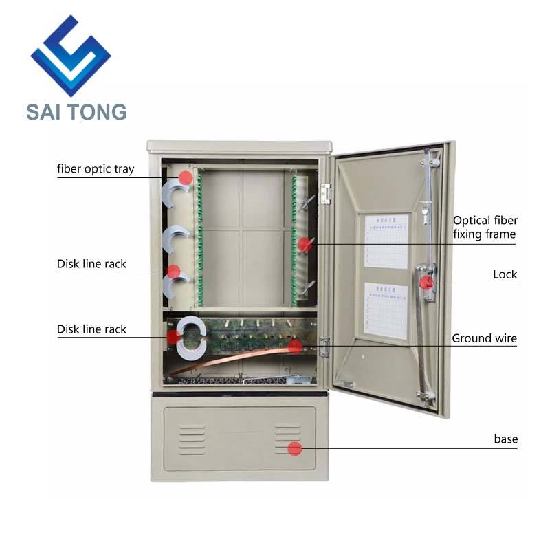 SaiTong FTTH 144 コアクロスコネクトキャビネットの通信機器 SMC 屋外防水 IP55 144 コア光ファイバキャビネット ODF