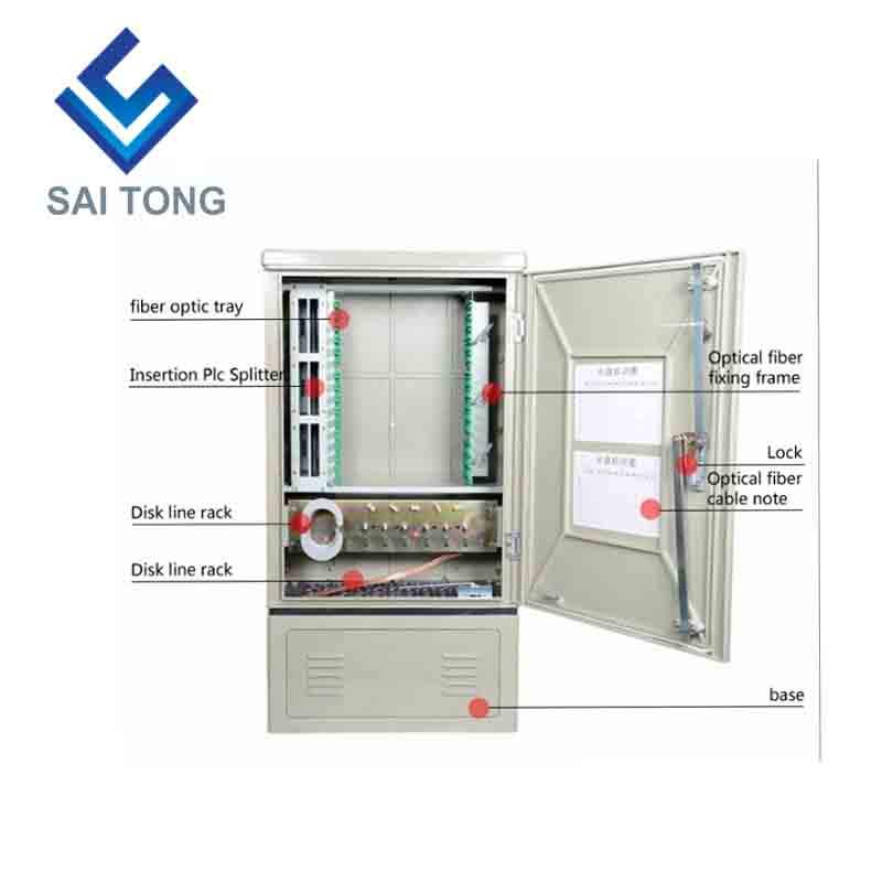 SaiTong FTTH 144 コアファイバー分配ハブキャビネット SMC 素材防水屋外アクセス 144 光ファイバーキャビネット