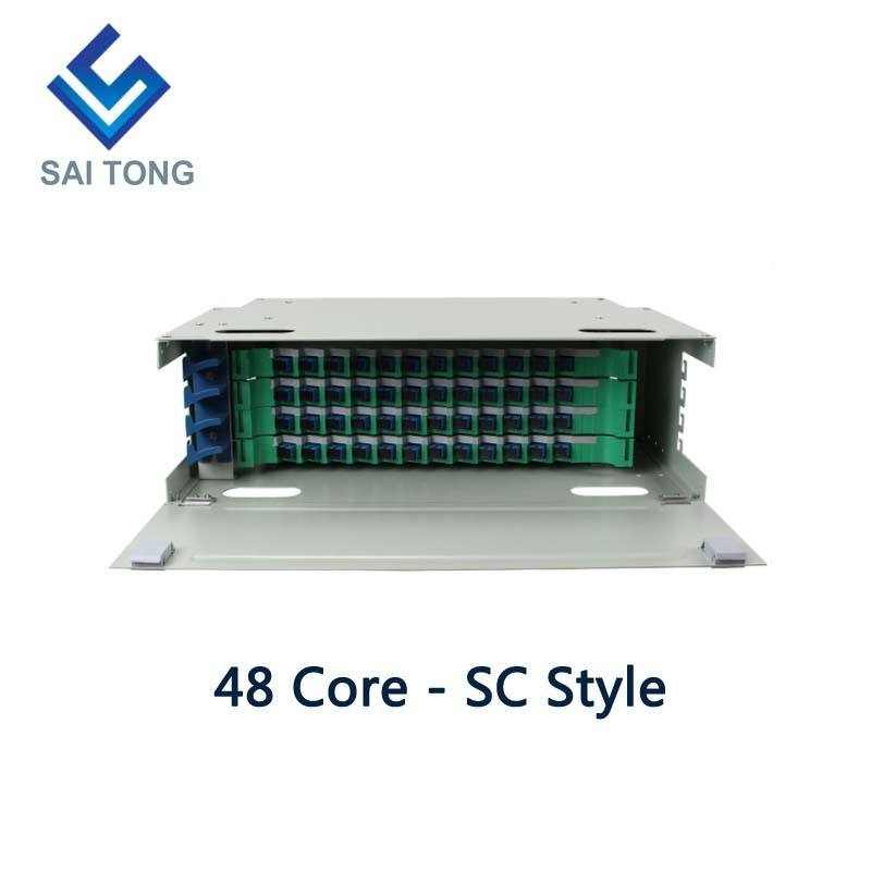 SaiTong FTTH 19 インチ ラック マウント 48 ポート キャビネット SC/FC ODF 4 U 48 コア光ファイバー分配フレーム オプションのフルロード