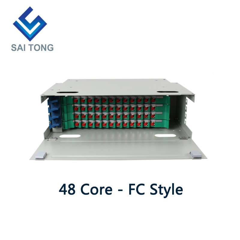 SaiTong FTTH 19 インチ ラック マウント 48 ポート キャビネット SC/FC ODF 4 U 48 コア光ファイバー分配フレーム オプションのフルロード