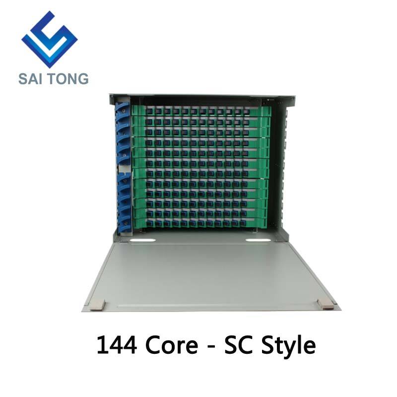 2022 SaiTong FTTH 19 インチラックマウント 144 ポートキャビネット SC/FC ODF 12U 144 コア光ファイバー分配フレームオプションのフルロード