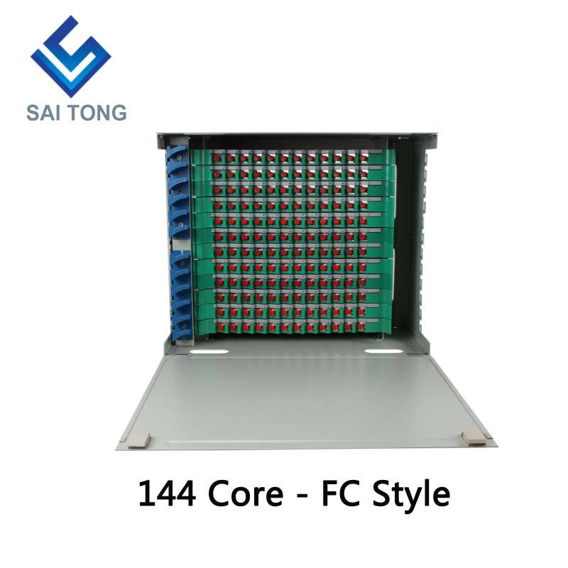 2022 SaiTong FTTH 19 インチラックマウント 144 ポートキャビネット SC/FC ODF 12U 144 コア光ファイバー分配フレームオプションのフルロード